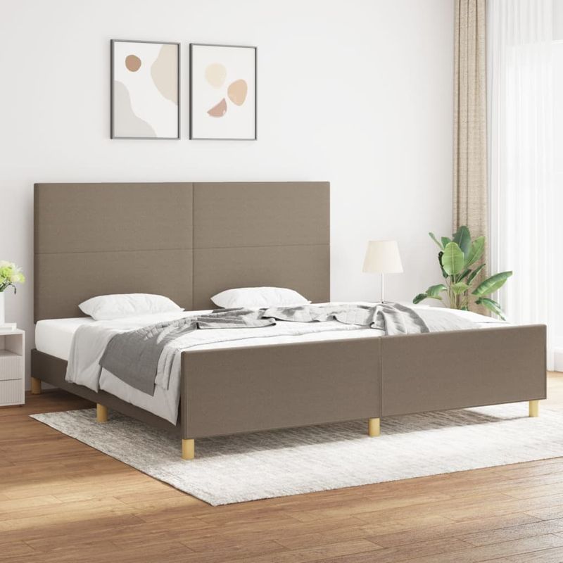 Casa si Gradina - Mobilier - Paturi si accesorii - Paturi - Cadru de pat cu tablie, gri taupe, 200x200 cm, textil - Infinity.ro