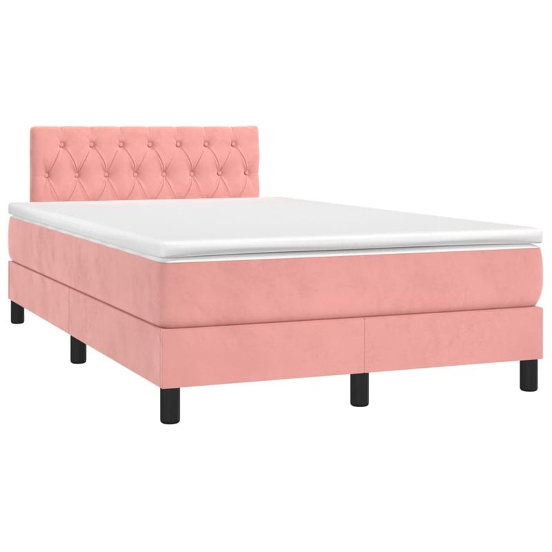 Casa si Gradina - Mobilier - Paturi si accesorii - Paturi - Pat box spring cu saltea, roz, 120x200 cm, catifea - Infinity.ro