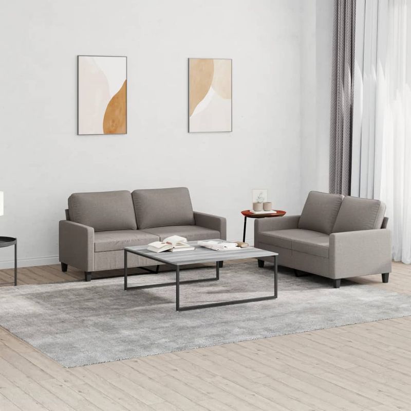 Casa si Gradina - Mobilier - Canapele si coltare - Canapele - Set de canapea cu perne, 2 piese, gri taupe, material textil - Infinity.ro