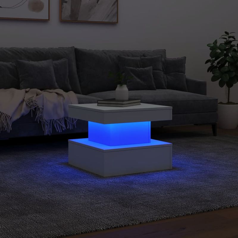 Casa si Gradina - Mobilier - Mese si birouri - Masute de cafea - Masuta de cafea cu lumini LED, alb, 50x50x40 cm - Infinity.ro