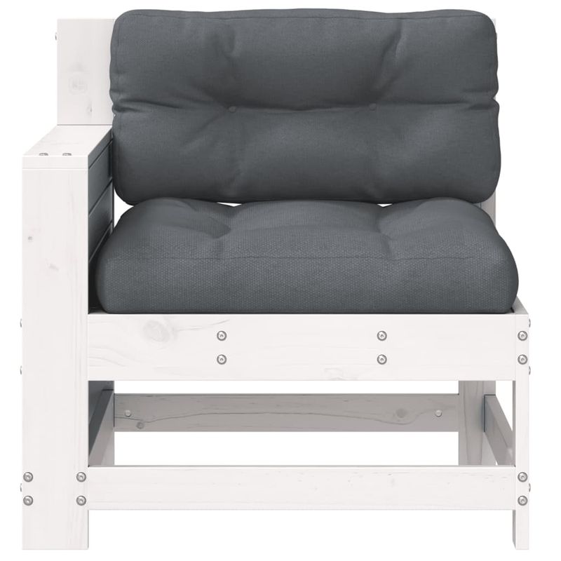 Casa si Gradina - Gradina si terasa - Mobilier exterior - Canapele si fotolii gradina - Canapea gradina cotiera cu perne, alb, lemn masiv de pin - Infinity.ro