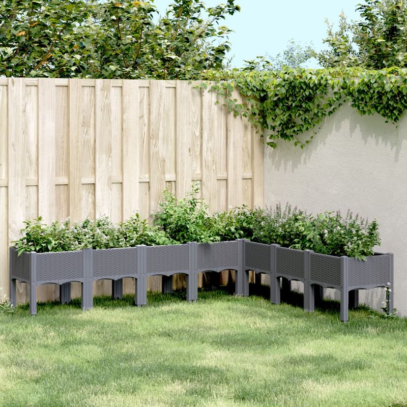 Casa si Gradina - Gradinarit si plante - Plante si ghivece - Ghivece si suporturi - Jardiniera de gradina cu picioare, gri, 200x160x42 cm, PP - Infinity.ro