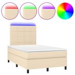 Casa si Gradina - Mobilier - Paturi si accesorii - Paturi - Pat cu arcuri, saltea si LED, crem, 120x190 cm, textil - Infinity.ro
