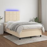 Casa si Gradina - Mobilier - Paturi si accesorii - Paturi - Pat cu arcuri, saltea si LED, crem, 120x190 cm, textil - Infinity.ro