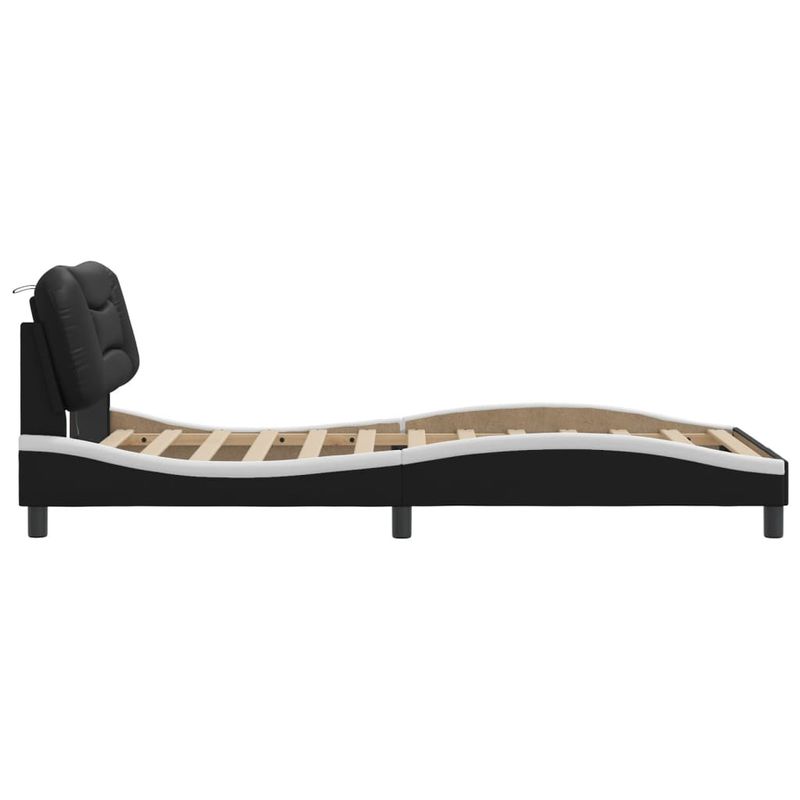 Casa si Gradina - Mobilier - Paturi si accesorii - Paturi - Cadru de pat cu LED, negru si alb, 100x200 cm, piele ecologica - Infinity.ro