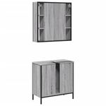 Casa si Gradina - Mobilier - Seturi de mobilier - Seturi baie - Set mobilier de baie, 2 piese, gri sonoma, lemn prelucrat - Infinity.ro