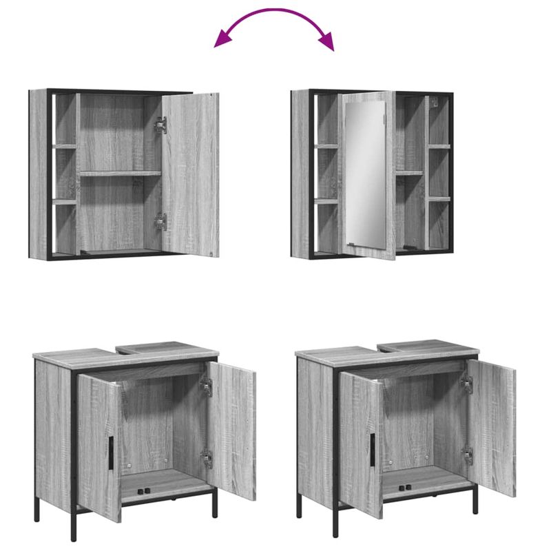 Casa si Gradina - Mobilier - Seturi de mobilier - Seturi baie - Set mobilier de baie, 2 piese, gri sonoma, lemn prelucrat - Infinity.ro