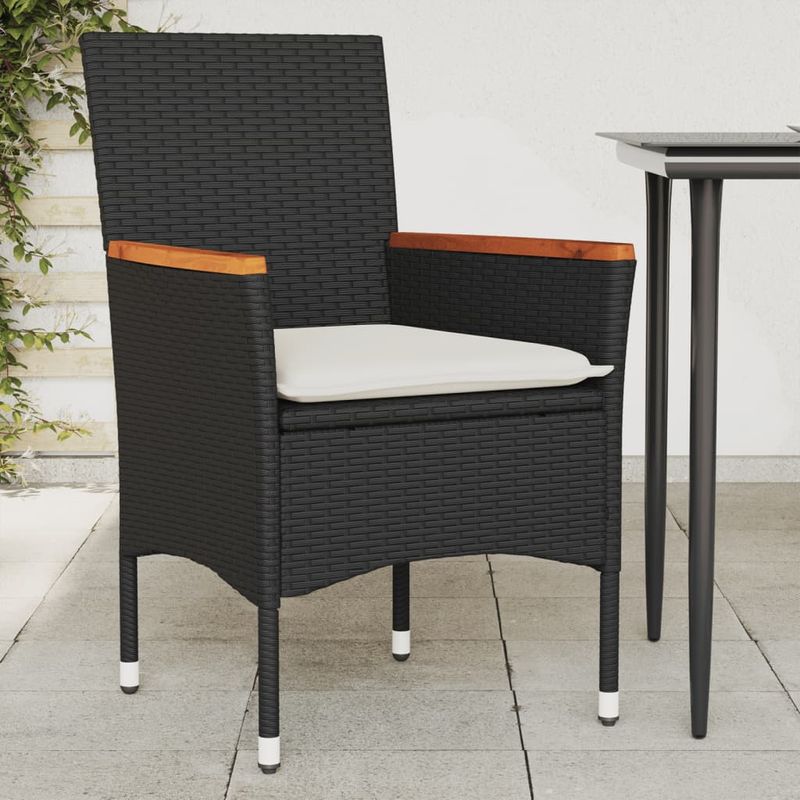 Casa si Gradina - Gradina si terasa - Mobilier exterior - Scaune si sezlonguri gradina - Scaune de gradina cu perne, 2 buc., negru, poliratan - Infinity.ro