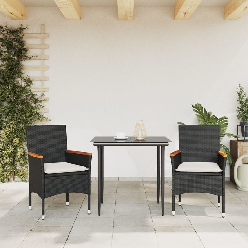 Casa si Gradina - Gradina si terasa - Mobilier exterior - Scaune si sezlonguri gradina - Scaune de gradina cu perne, 2 buc., negru, poliratan - Infinity.ro