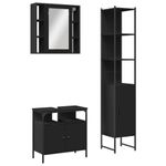 Casa si Gradina - Mobilier - Seturi de mobilier - Seturi baie - Set dulapuri de baie, 3 piese, negru, lemn prelucrat - Infinity.ro