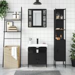 Casa si Gradina - Mobilier - Seturi de mobilier - Seturi baie - Set dulapuri de baie, 3 piese, negru, lemn prelucrat - Infinity.ro