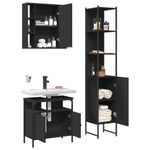 Casa si Gradina - Mobilier - Seturi de mobilier - Seturi baie - Set dulapuri de baie, 3 piese, negru, lemn prelucrat - Infinity.ro