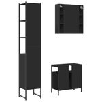 Casa si Gradina - Mobilier - Seturi de mobilier - Seturi baie - Set dulapuri de baie, 3 piese, negru, lemn prelucrat - Infinity.ro