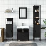 Casa si Gradina - Mobilier - Seturi de mobilier - Seturi baie - Set mobilier de baie, 4 piese, negru, lemn prelucrat - Infinity.ro