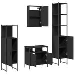 Casa si Gradina - Mobilier - Seturi de mobilier - Seturi baie - Set mobilier de baie, 4 piese, negru, lemn prelucrat - Infinity.ro