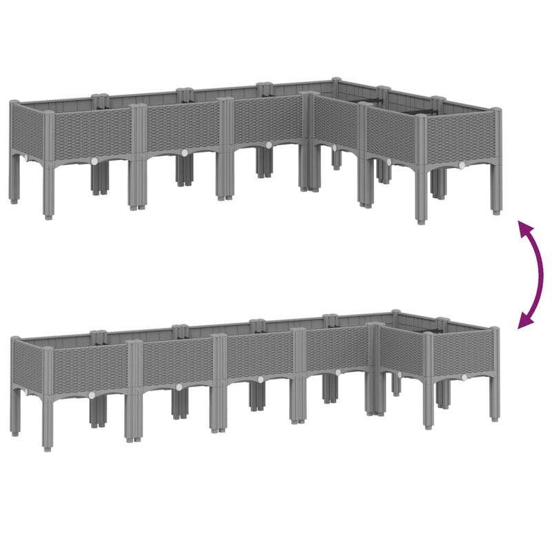 Casa si Gradina - Gradinarit si plante - Plante si ghivece - Ghivece si suporturi - Jardiniera de gradina cu picioare gri deschis 160x120x42 cm, PP - Infinity.ro