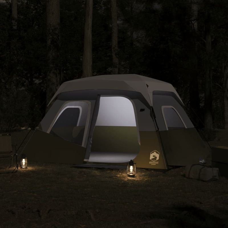 Sport si Outdoor - Camping - Corturi camping - Cort de camping cu lumina LED pentru 6 persoane, verde deschis - Infinity.ro
