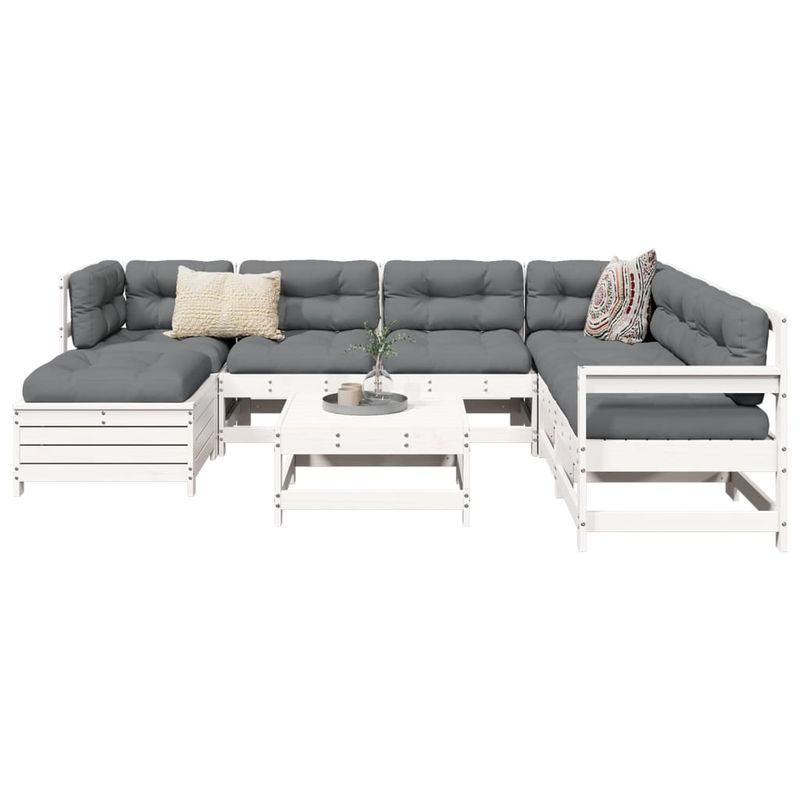 Casa si Gradina - Gradina si terasa - Mobilier exterior - Seturi mobila gradina - Set canapea de gradina, 8 piese, alb, lemn masiv de pin - Infinity.ro