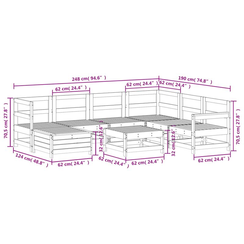 Casa si Gradina - Gradina si terasa - Mobilier exterior - Seturi mobila gradina - Set canapea de gradina, 8 piese, alb, lemn masiv de pin - Infinity.ro