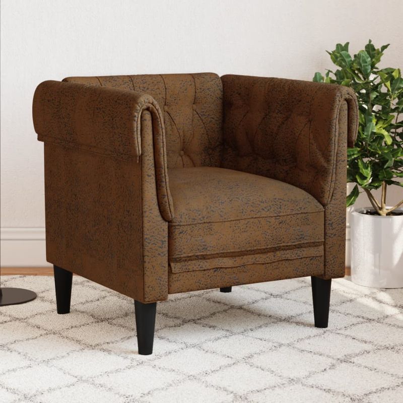 Casa si Gradina - Mobilier - Scaune si fotolii - Fotolii - Fotoliu Chesterfield, maro, material textil - Infinity.ro