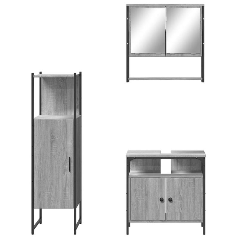 Casa si Gradina - Mobilier - Seturi de mobilier - Seturi baie - Set mobilier de baie, 3 piese, gri sonoma, lemn prelucrat - Infinity.ro