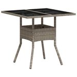 Casa si Gradina - Gradina si terasa - Mobilier exterior - Mese gradina - Masa gradina blat din sticla gri deschis 80x80x75 cm poliratan - Infinity.ro
