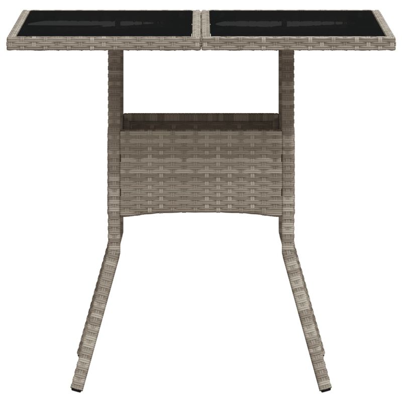 Casa si Gradina - Gradina si terasa - Mobilier exterior - Mese gradina - Masa gradina blat din sticla gri deschis 80x80x75 cm poliratan - Infinity.ro
