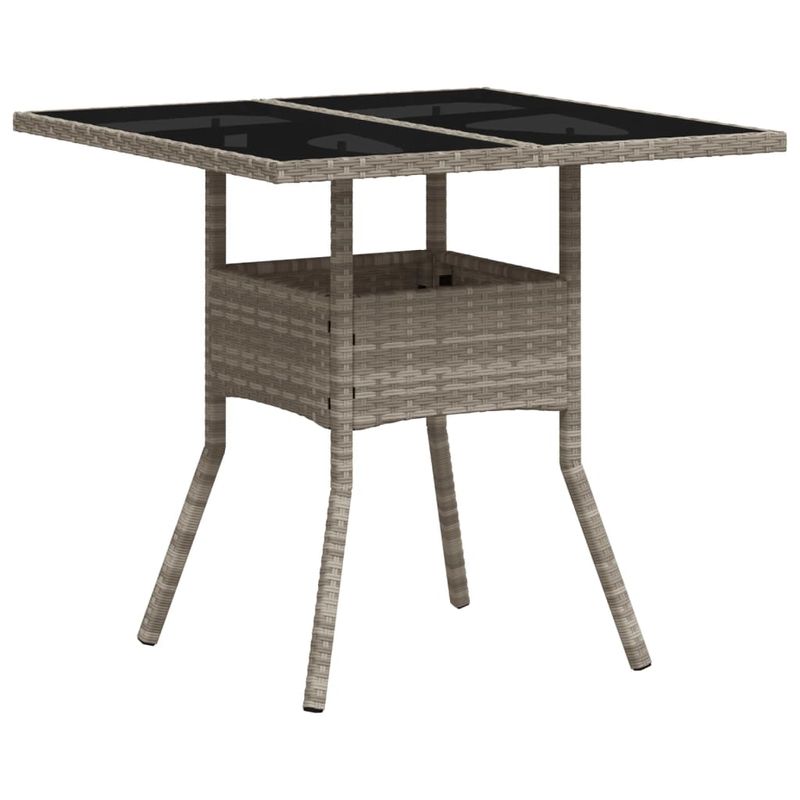 Casa si Gradina - Gradina si terasa - Mobilier exterior - Mese gradina - Masa gradina blat din sticla gri deschis 80x80x75 cm poliratan - Infinity.ro