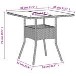 Casa si Gradina - Gradina si terasa - Mobilier exterior - Mese gradina - Masa gradina blat din sticla gri deschis 80x80x75 cm poliratan - Infinity.ro