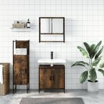 Casa si Gradina - Mobilier - Seturi de mobilier - Seturi baie - Set mobilier de baie, 3 piese, stejar fumuriu, lemn prelucrat - Infinity.ro