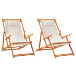 Casa si Gradina - Gradina si terasa - Mobilier exterior - Scaune si sezlonguri gradina - Scaune de plaja pliante, 2 buc., crem, material textil - Infinity.ro