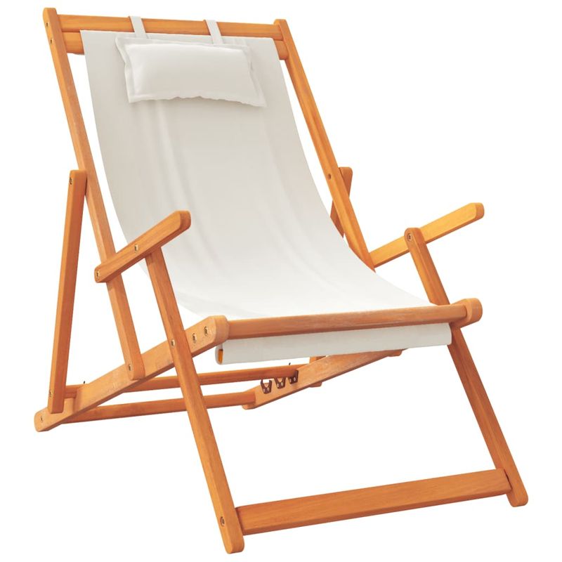 Casa si Gradina - Gradina si terasa - Mobilier exterior - Scaune si sezlonguri gradina - Scaune de plaja pliante, 2 buc., crem, material textil - Infinity.ro