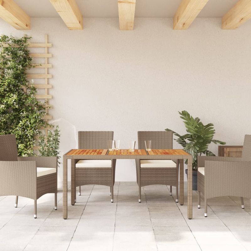 Casa si Gradina - Gradina si terasa - Mobilier exterior - Mese gradina - Masa de gradina, bej, 150x90x75 cm, poliratan si lemn acacia - Infinity.ro