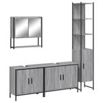 Casa si Gradina - Mobilier - Seturi de mobilier - Seturi baie - Set mobilier de baie, 4 piese, gri sonoma, lemn prelucrat - Infinity.ro
