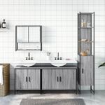Casa si Gradina - Mobilier - Seturi de mobilier - Seturi baie - Set mobilier de baie, 4 piese, gri sonoma, lemn prelucrat - Infinity.ro