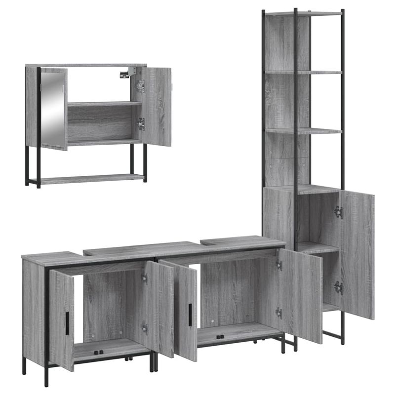 Casa si Gradina - Mobilier - Seturi de mobilier - Seturi baie - Set mobilier de baie, 4 piese, gri sonoma, lemn prelucrat - Infinity.ro