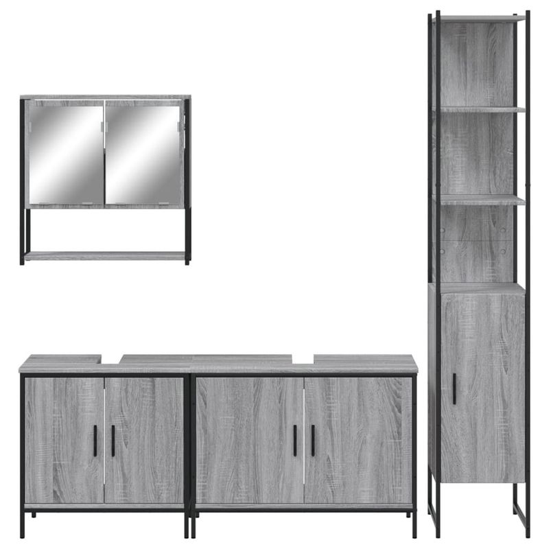 Casa si Gradina - Mobilier - Seturi de mobilier - Seturi baie - Set mobilier de baie, 4 piese, gri sonoma, lemn prelucrat - Infinity.ro