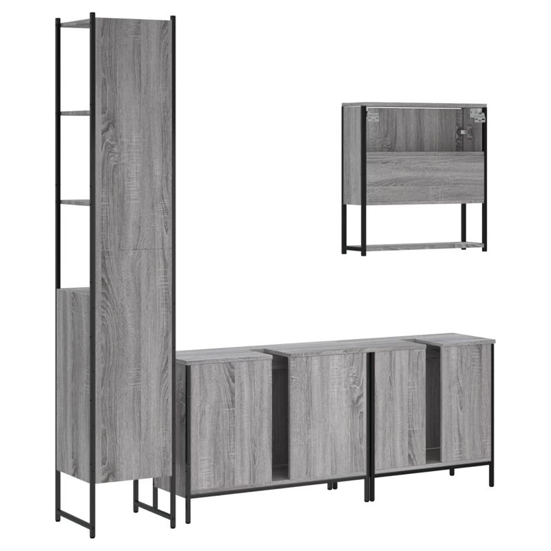 Casa si Gradina - Mobilier - Seturi de mobilier - Seturi baie - Set mobilier de baie, 4 piese, gri sonoma, lemn prelucrat - Infinity.ro