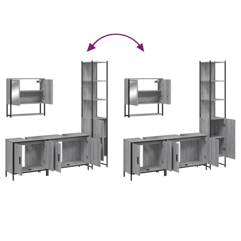 Casa si Gradina - Mobilier - Seturi de mobilier - Seturi baie - Set mobilier de baie, 4 piese, gri sonoma, lemn prelucrat - Infinity.ro