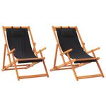 Casa si Gradina - Gradina si terasa - Mobilier exterior - Scaune si sezlonguri gradina - Scaune de plaja pliante, 2 buc., negru, material textil - Infinity.ro