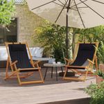 Casa si Gradina - Gradina si terasa - Mobilier exterior - Scaune si sezlonguri gradina - Scaune de plaja pliante, 2 buc., negru, material textil - Infinity.ro