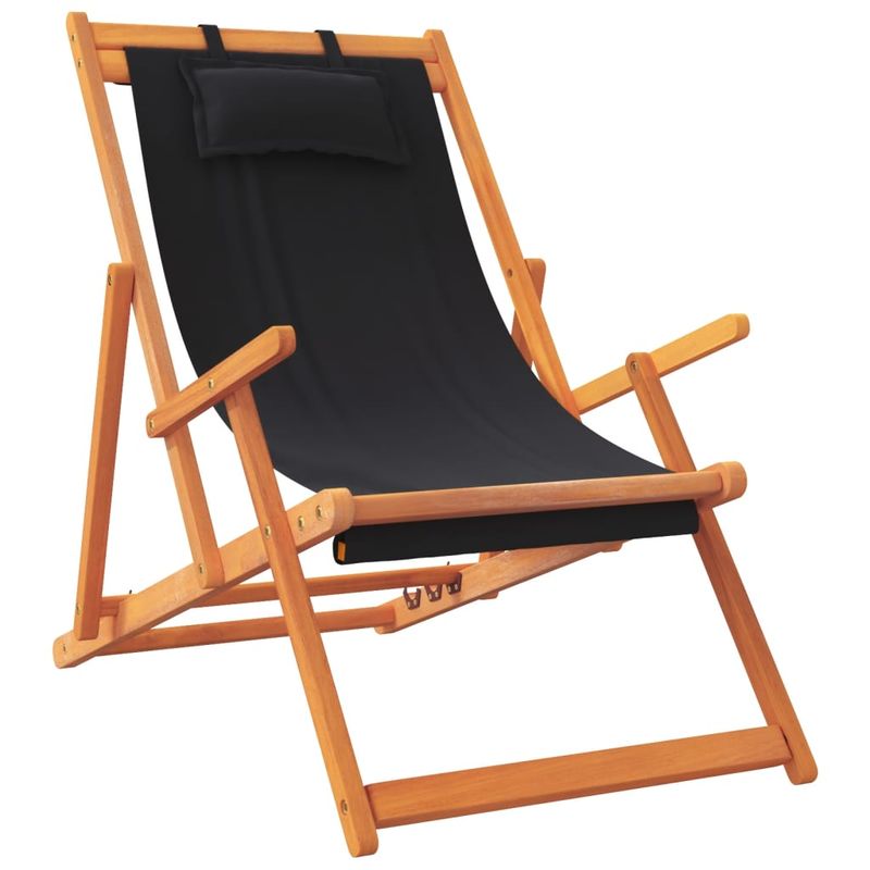 Casa si Gradina - Gradina si terasa - Mobilier exterior - Scaune si sezlonguri gradina - Scaune de plaja pliante, 2 buc., negru, material textil - Infinity.ro