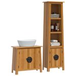 Casa si Gradina - Mobilier - Seturi de mobilier - Seturi baie - Set mobilier de baie, 2 piese, lemn masiv de pin, model dulap chiuvetă + dulap înalt - Infinity.ro