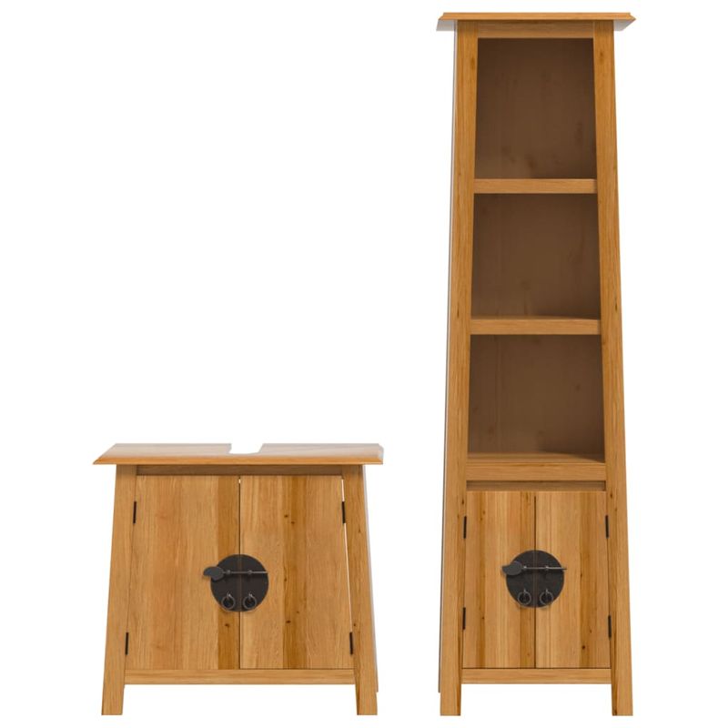 Casa si Gradina - Mobilier - Seturi de mobilier - Seturi baie - Set mobilier de baie, 2 piese, lemn masiv de pin, model dulap chiuvetă + dulap înalt - Infinity.ro