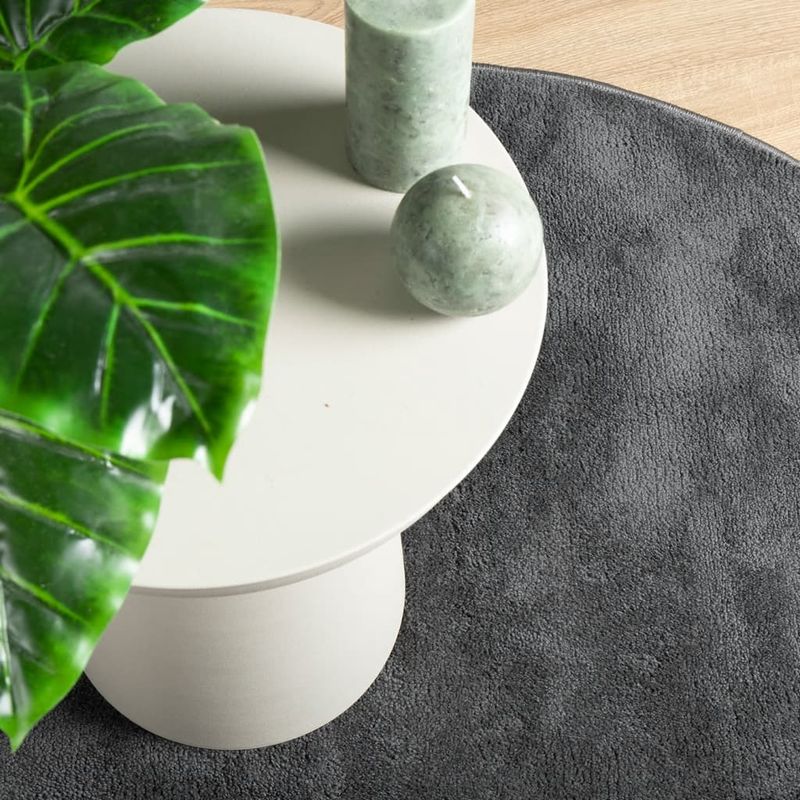 Casa si Gradina - Textile si covoare - Covoare - Covoare casa - Covor „OVIEDO”, fire scurte, antracit, Ø 120 cm - Infinity.ro