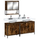 Casa si Gradina - Mobilier - Seturi de mobilier - Seturi baie - Set mobilier de baie, 3 piese, stejar fumuriu, lemn prelucrat - Infinity.ro