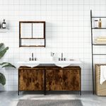 Casa si Gradina - Mobilier - Seturi de mobilier - Seturi baie - Set mobilier de baie, 3 piese, stejar fumuriu, lemn prelucrat - Infinity.ro