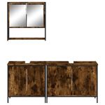 Casa si Gradina - Mobilier - Seturi de mobilier - Seturi baie - Set mobilier de baie, 3 piese, stejar fumuriu, lemn prelucrat - Infinity.ro