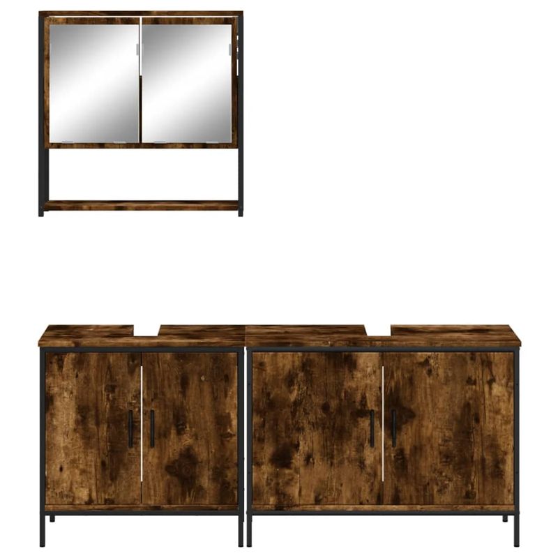 Casa si Gradina - Mobilier - Seturi de mobilier - Seturi baie - Set mobilier de baie, 3 piese, stejar fumuriu, lemn prelucrat - Infinity.ro