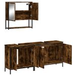 Casa si Gradina - Mobilier - Seturi de mobilier - Seturi baie - Set mobilier de baie, 3 piese, stejar fumuriu, lemn prelucrat - Infinity.ro